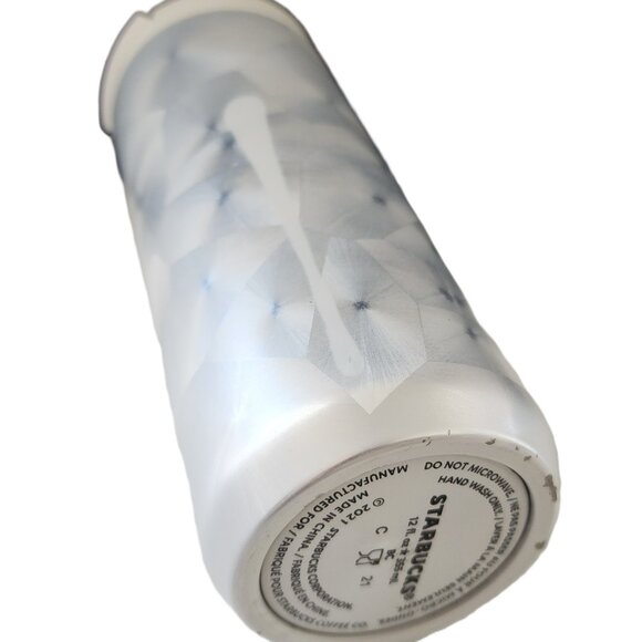 Starbucks White Pearl Brushed Feather Pattern Stainless Steel Tumbler Mug 12oz - Picture 10 of 10